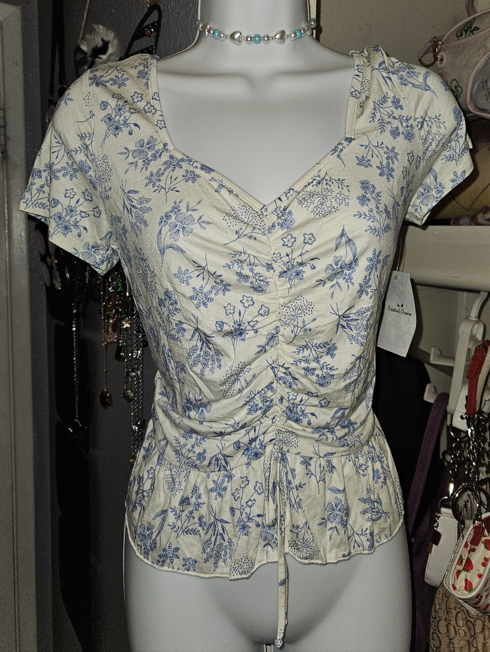 Rebellious Dreamer Blue Floral Top